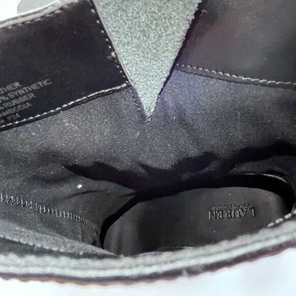 Ralph Lauren Lyvia Leather Boot Size 11B Black Tumbled Mid Calf Block Heel - Picture 15 of 16